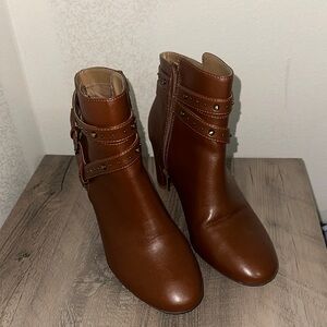 A2 By Aerosoles Brown Ankle Booties with Buckle Straps